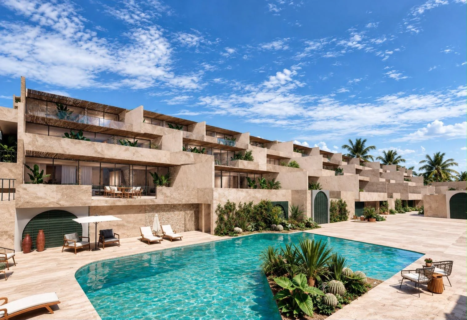 Vista exterior de Villa Marinero con alberca